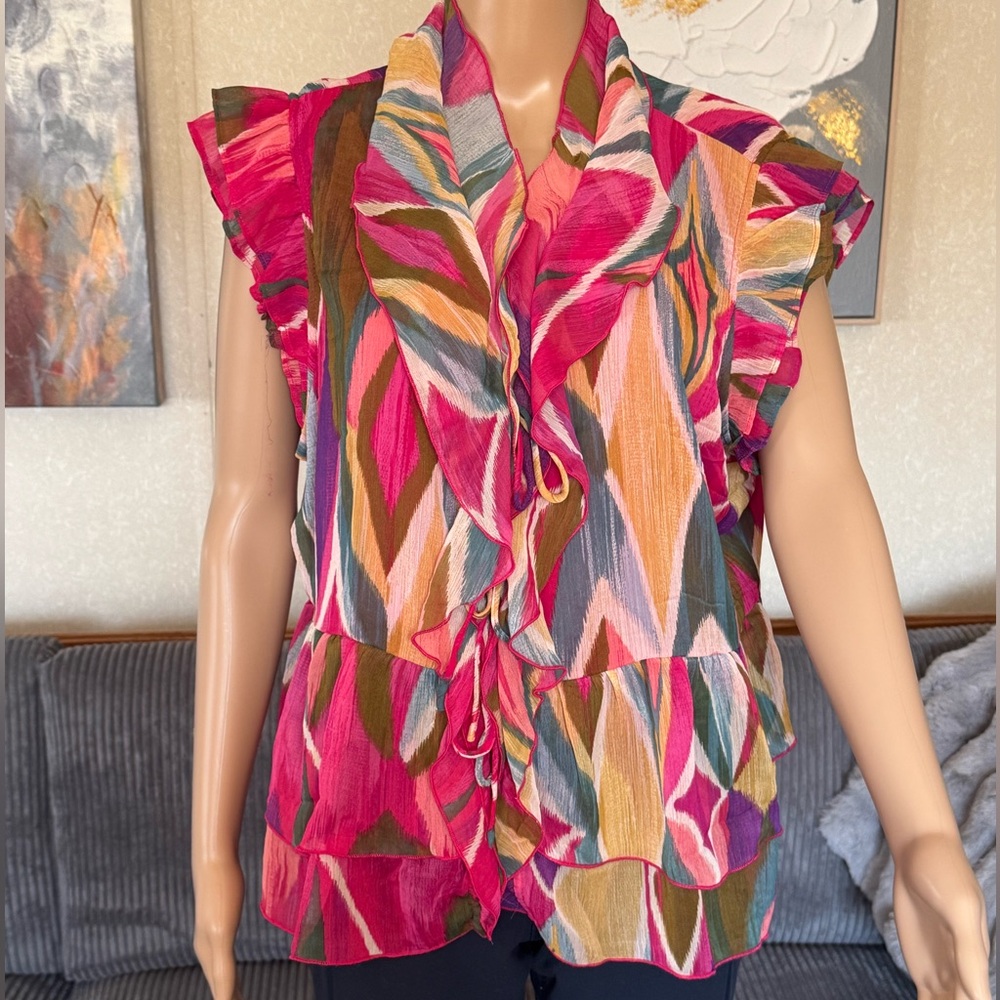 Colorful Ruffled Women's Blouse